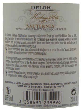 Thông tin rượu vang Delor Héritage 1864 Sauternes