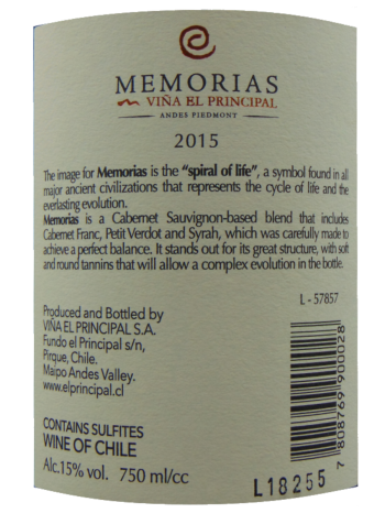 Thông tin rượu vang Vina El Principle Memorias