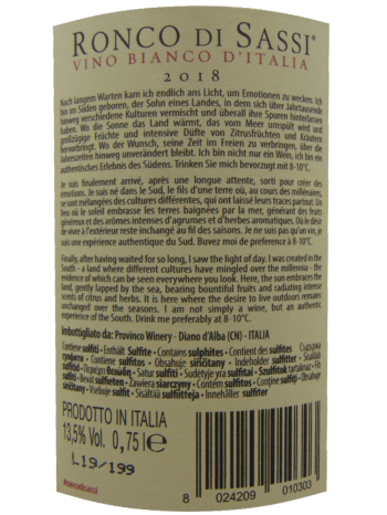 Thông tin rượu vang Ronco Di Sassi Bianco