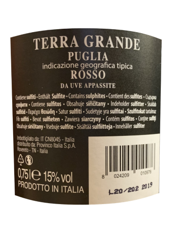Thông tin rượu vang Terra Grande Rosso Appassimento